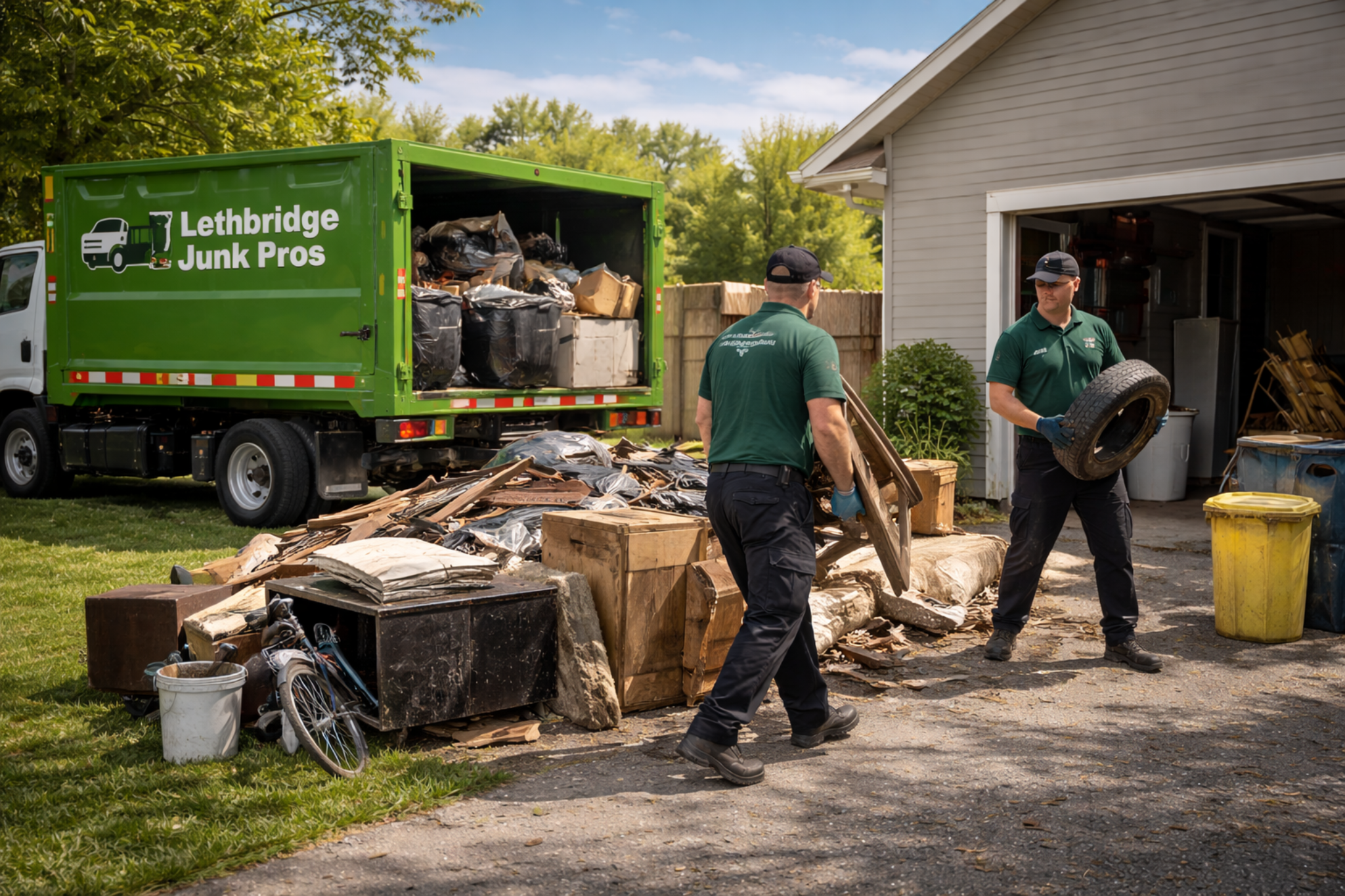 Lethbridge Junk Pros team handling a cleanout job